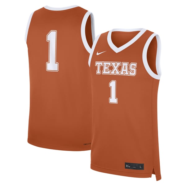 Men’s Nike #1 Texas Orange Texas Longhorns Road Replica Jersey